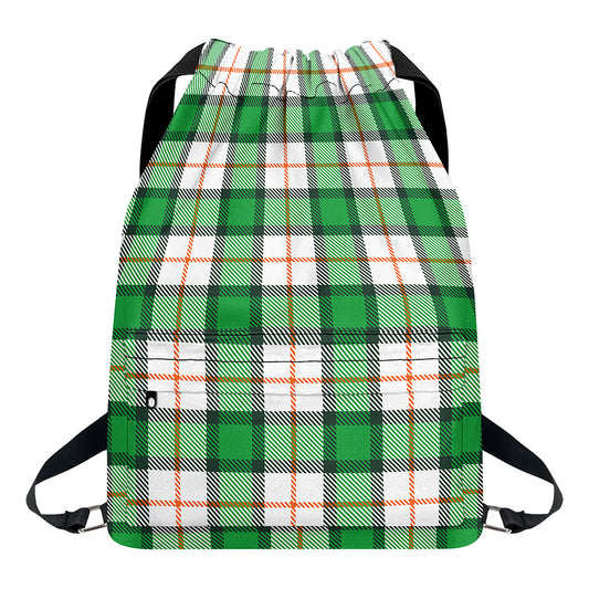 Irish Tartan St. Patrick's Day Print Drawstring Backpack