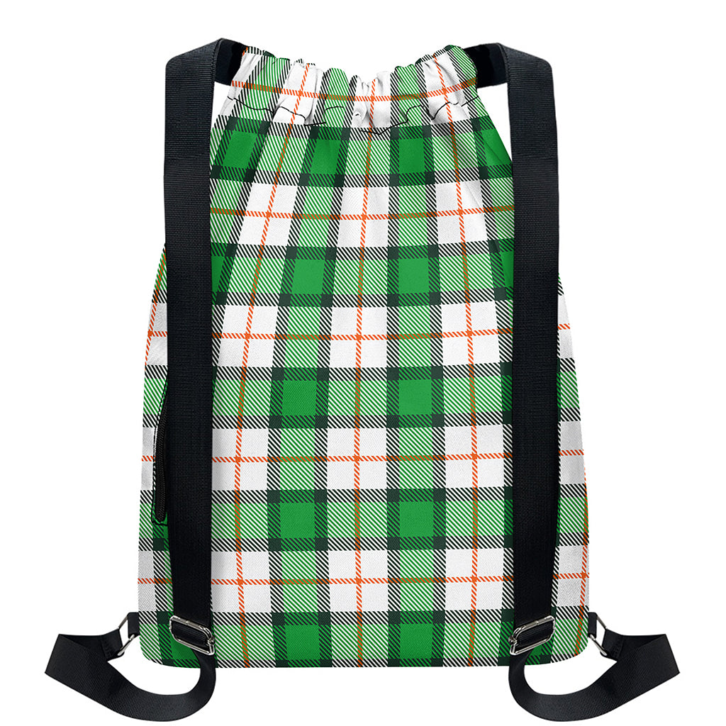 Irish Tartan St. Patrick's Day Print Drawstring Backpack