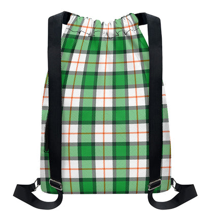 Irish Tartan St. Patrick's Day Print Drawstring Backpack