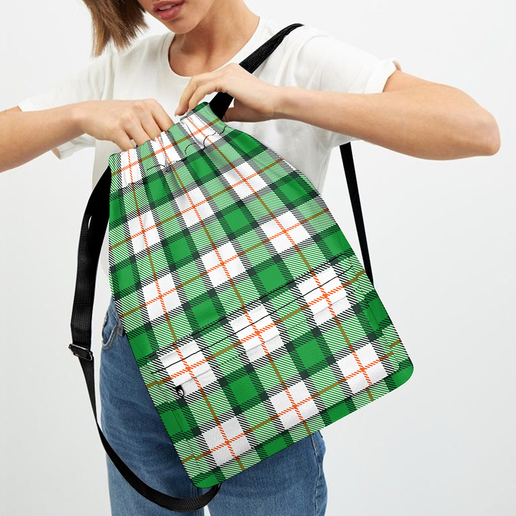 Irish Tartan St. Patrick's Day Print Drawstring Backpack