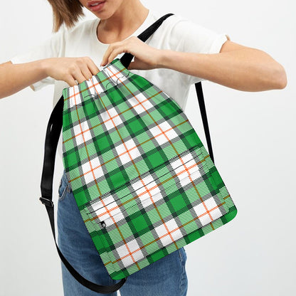 Irish Tartan St. Patrick's Day Print Drawstring Backpack