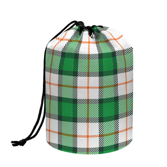 Irish Tartan St. Patrick's Day Print Drawstring Makeup Bag