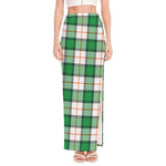 Irish Tartan St. Patrick's Day Print High Slit Maxi Skirt