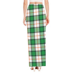 Irish Tartan St. Patrick's Day Print High Slit Maxi Skirt