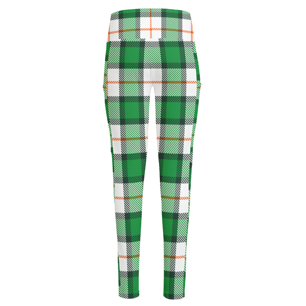 Irish Tartan St. Patrick's Day Print High-Waisted Pocket Leggings
