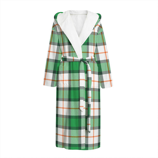 Irish Tartan St. Patrick's Day Print Hooded Bathrobe