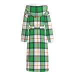 Irish Tartan St. Patrick's Day Print Hooded Bathrobe