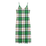 Irish Tartan St. Patrick's Day Print Jersey Midi Cami Dress