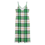 Irish Tartan St. Patrick's Day Print Jersey Midi Cami Dress