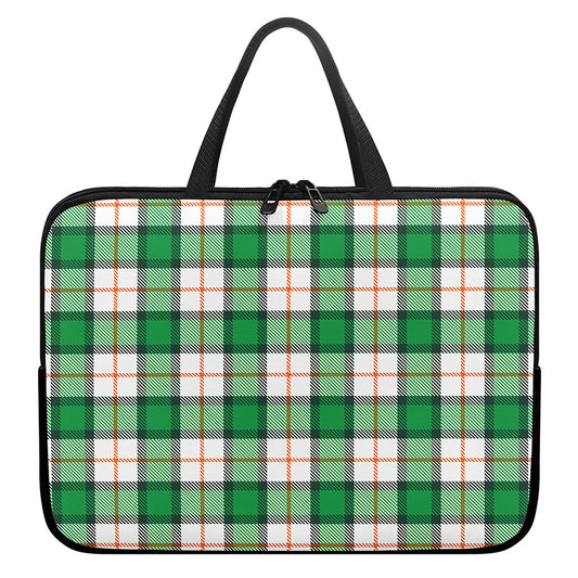 Irish Tartan St. Patrick's Day Print Laptop Sleeve With Handle