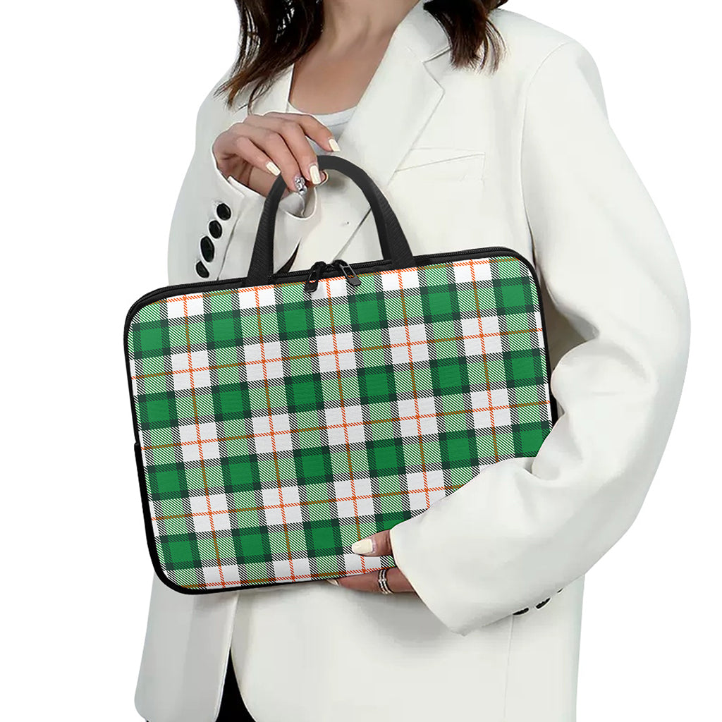 Irish Tartan St. Patrick's Day Print Laptop Sleeve With Handle