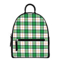 Irish Tartan St. Patrick's Day Print Leather Backpack