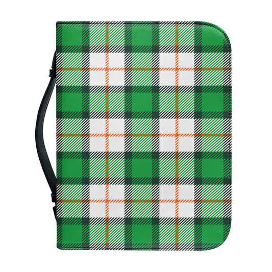Irish Tartan St. Patrick's Day Print Leather Bible Cover