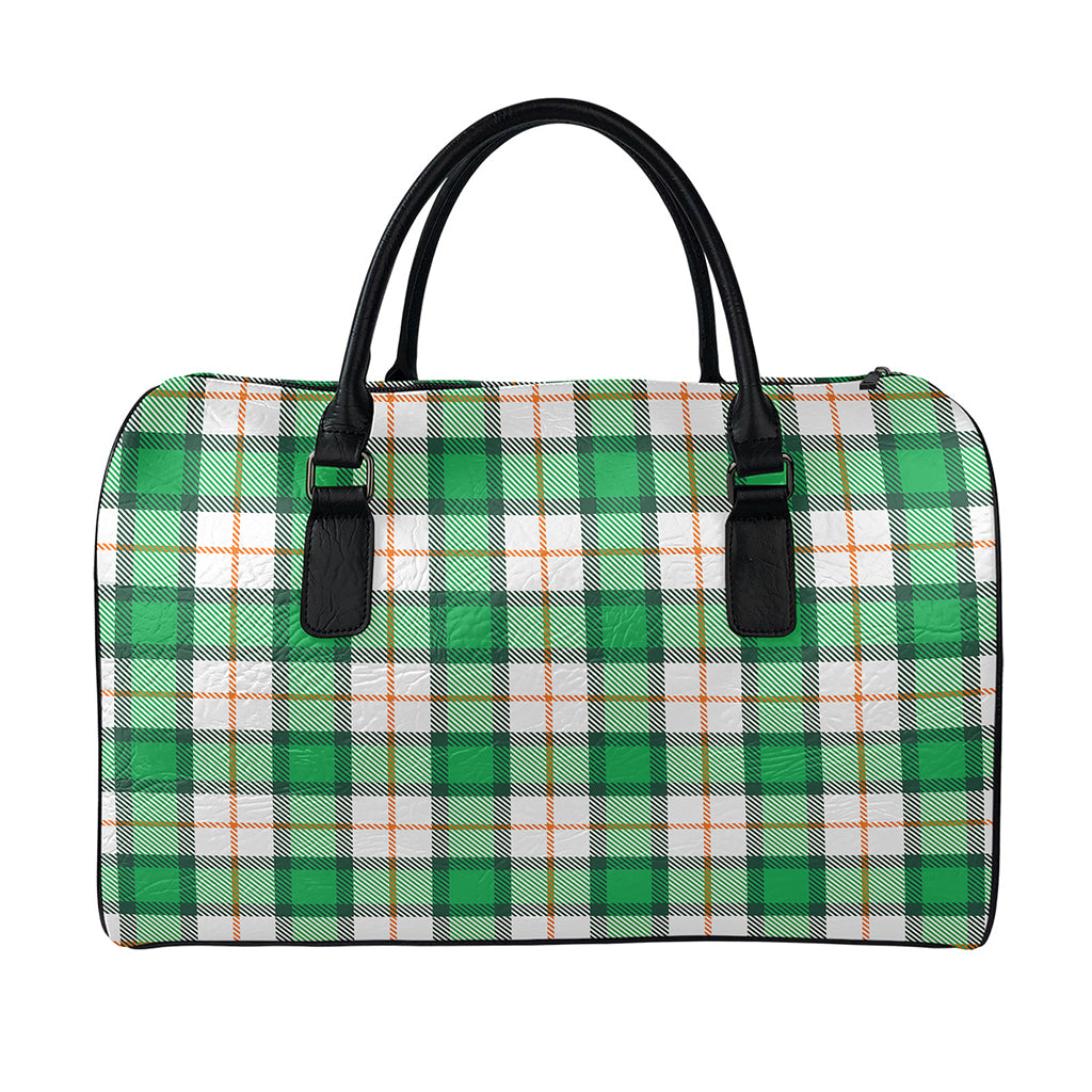 Irish Tartan St. Patrick's Day Print Leather Duffle Bag