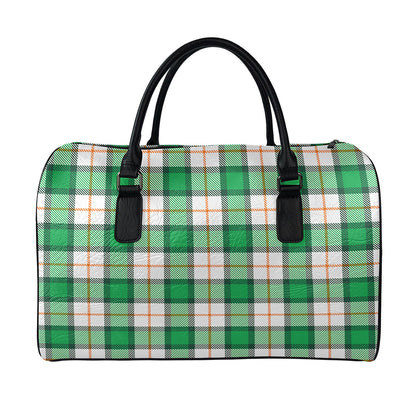 Irish Tartan St. Patrick's Day Print Leather Duffle Bag