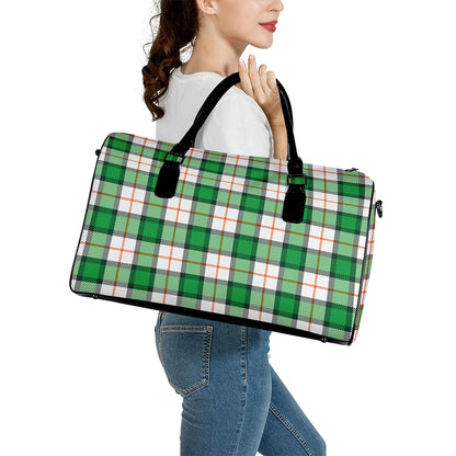 Irish Tartan St. Patrick's Day Print Leather Duffle Bag