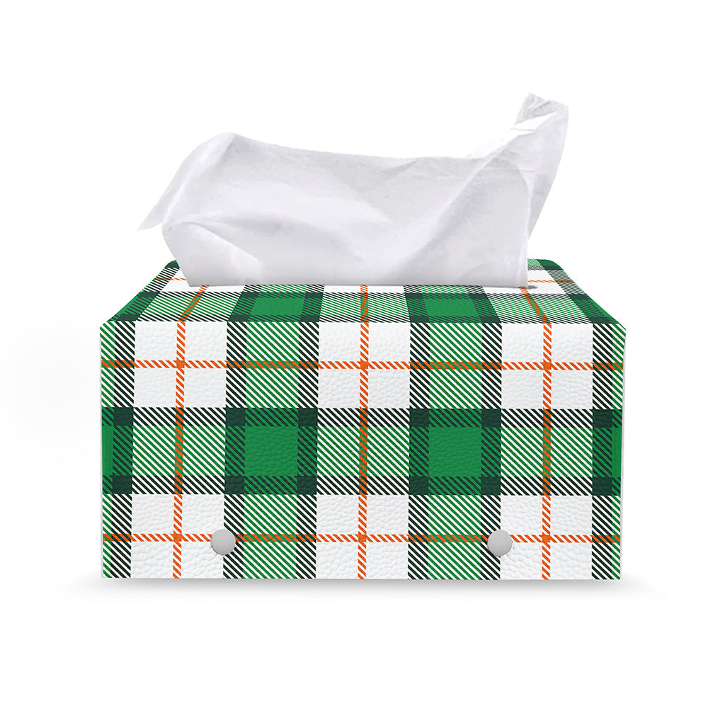 Irish Tartan St. Patrick's Day Print Leather Tissue Box Cover