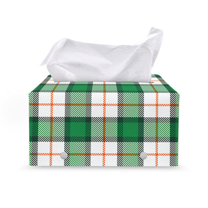 Irish Tartan St. Patrick's Day Print Leather Tissue Box Cover
