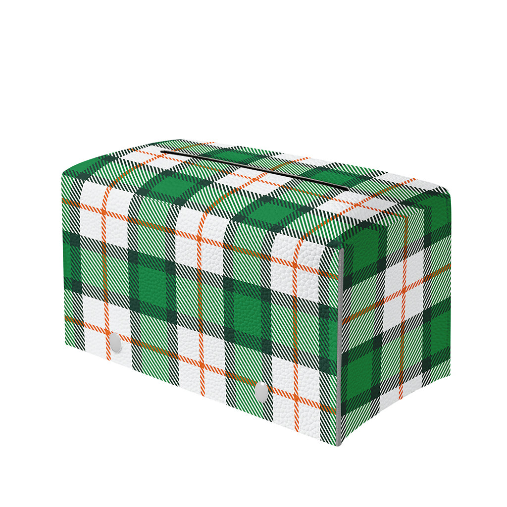 Irish Tartan St. Patrick's Day Print Leather Tissue Box Cover