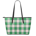 Irish Tartan St. Patrick's Day Print Leather Tote Bag With Zipper