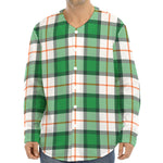 Irish Tartan St. Patrick's Day Print Long Sleeve Baseball Jersey