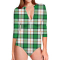 Irish Tartan St. Patrick's Day Print Long Sleeve Swimsuit
