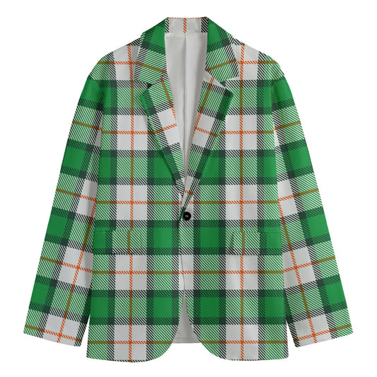 Irish Tartan St. Patrick's Day Print Men's Cotton Blazer