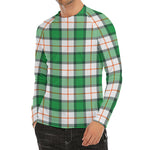 Irish Tartan St. Patrick's Day Print Men's Long Sleeve Rash Guard