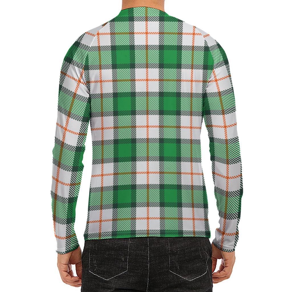 Irish Tartan St. Patrick's Day Print Men's Long Sleeve Rash Guard