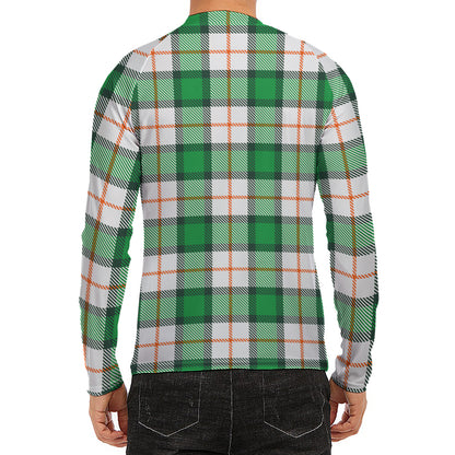 Irish Tartan St. Patrick's Day Print Men's Long Sleeve Rash Guard