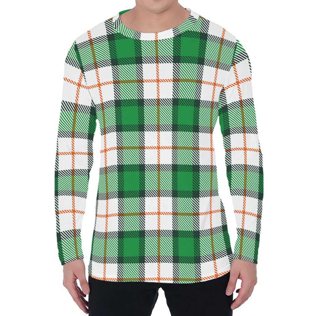 Irish Tartan St. Patrick's Day Print Men's Long Sleeve T-Shirt