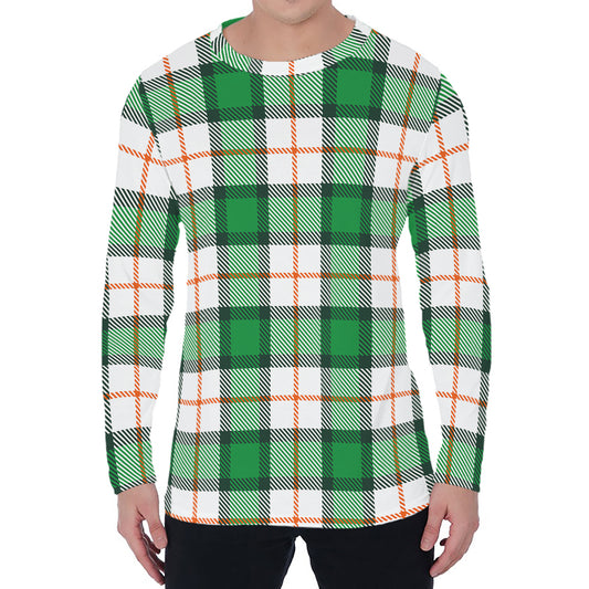 Irish Tartan St. Patrick's Day Print Men's Long Sleeve T-Shirt