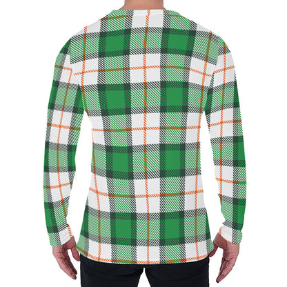 Irish Tartan St. Patrick's Day Print Men's Long Sleeve T-Shirt