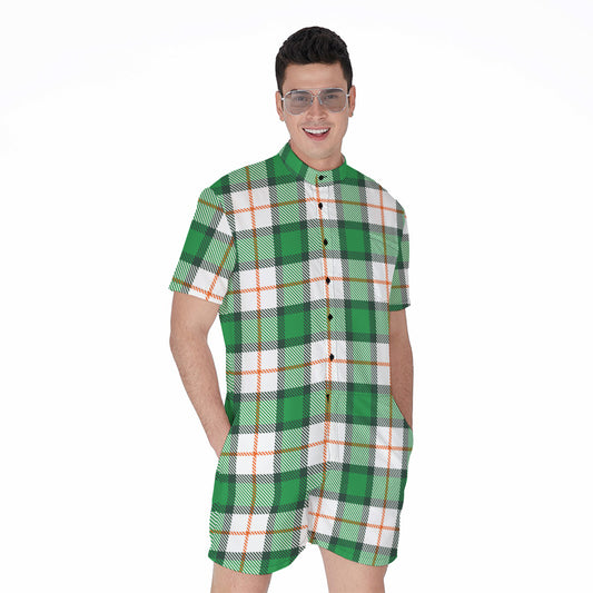 Irish Tartan St. Patrick's Day Print Men's Rompers
