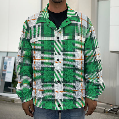 Irish Tartan St. Patrick's Day Print Men's Shirt Jacket