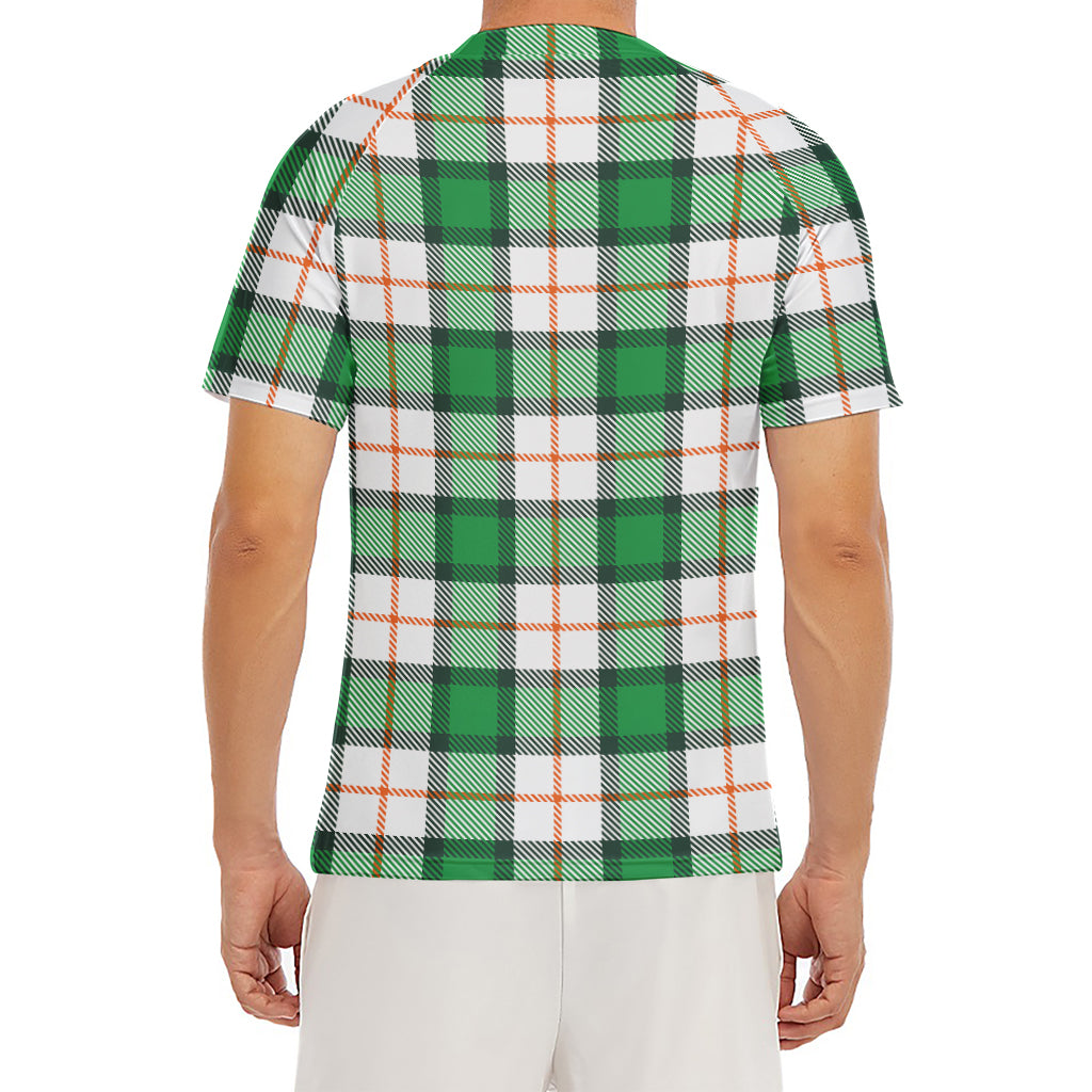 Irish Tartan St. Patrick's Day Print Men's Short Sleeve Rash Guard