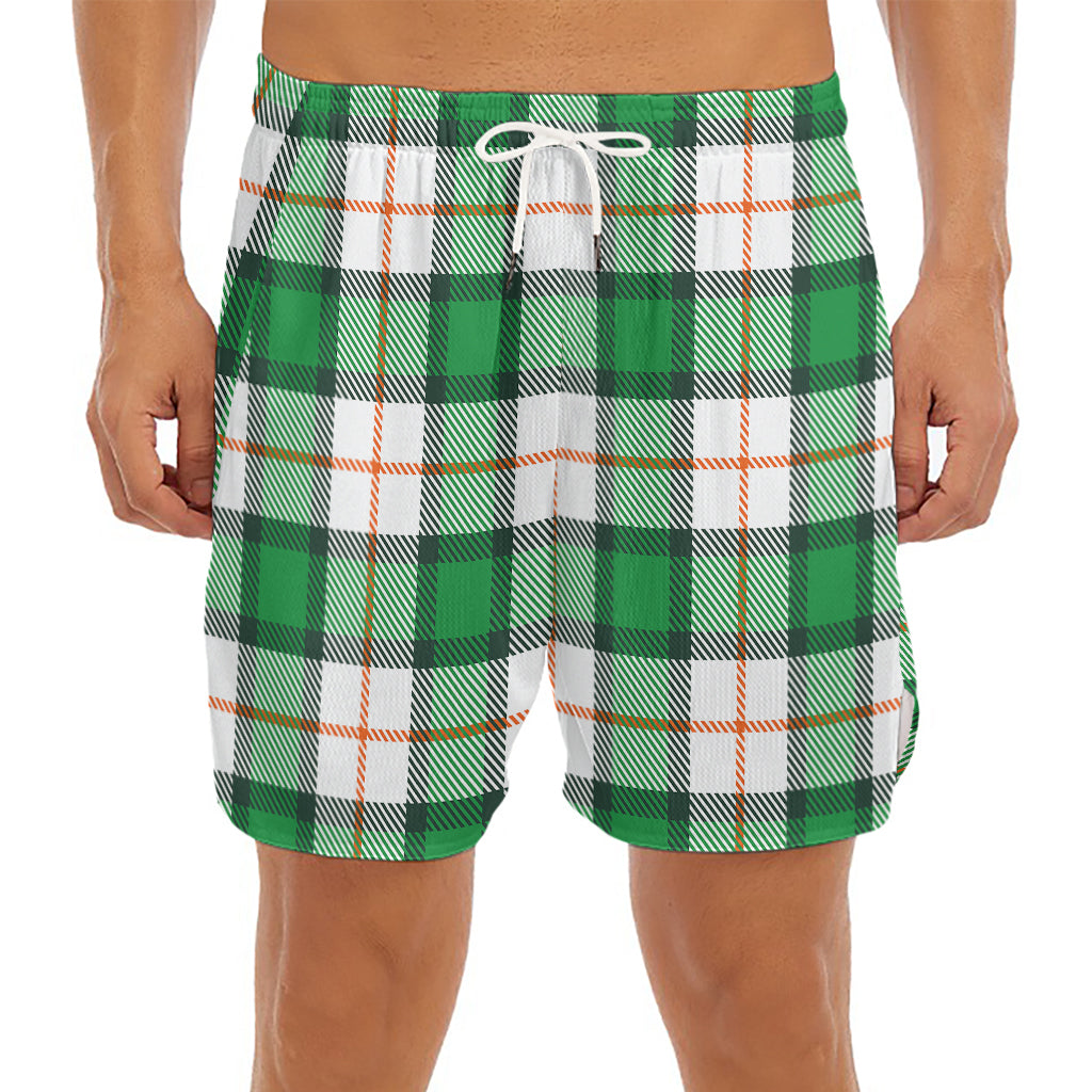 Irish Tartan St. Patrick's Day Print Men's Split Running Shorts