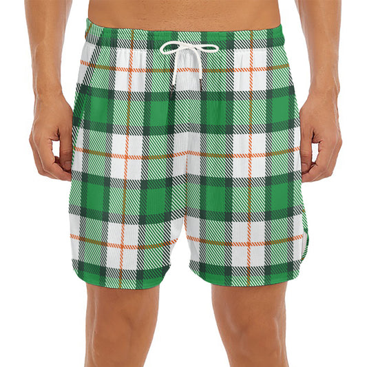 Irish Tartan St. Patrick's Day Print Men's Split Running Shorts