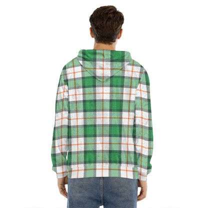 Irish Tartan St. Patrick's Day Print Men's Velvet Pullover Hoodie
