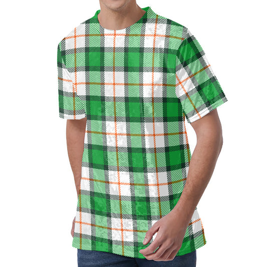 Irish Tartan St. Patrick's Day Print Men's Velvet T-Shirt