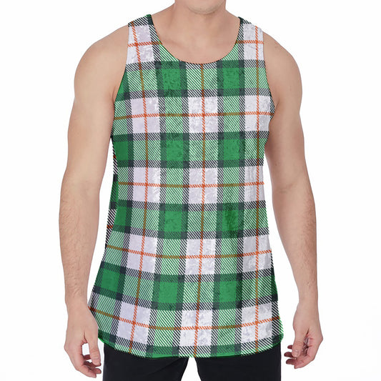 Irish Tartan St. Patrick's Day Print Men's Velvet Tank Top