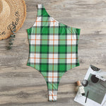 Irish Tartan St. Patrick's Day Print One Shoulder Bodysuit