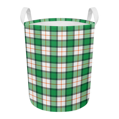 Irish Tartan St. Patrick's Day Print Round Laundry Basket