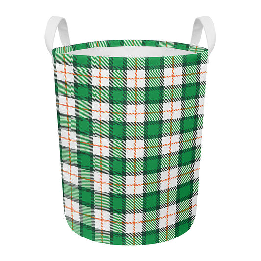 Irish Tartan St. Patrick's Day Print Round Laundry Basket