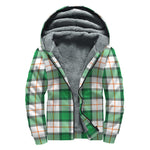Irish Tartan St. Patrick's Day Print Sherpa Lined Zip Up Hoodie