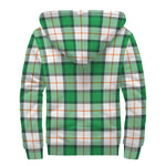 Irish Tartan St. Patrick's Day Print Sherpa Lined Zip Up Hoodie