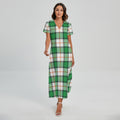 Irish Tartan St. Patrick's Day Print Short Sleeve Maxi Dress