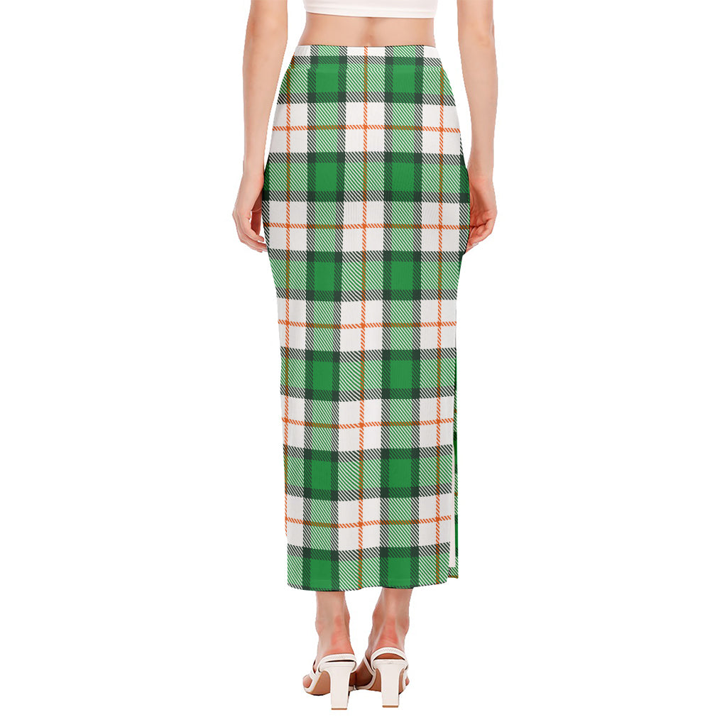 Irish Tartan St. Patrick's Day Print Side Slit Maxi Skirt