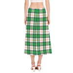 Irish Tartan St. Patrick's Day Print Side Slit Midi Skirt