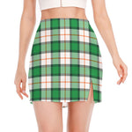 Irish Tartan St. Patrick's Day Print Side Slit Mini Skirt